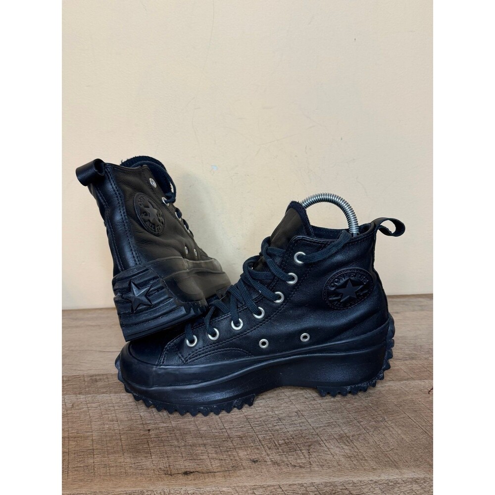Converse Run Star Hike High Top triple black leather platform shoes women’s 7.5